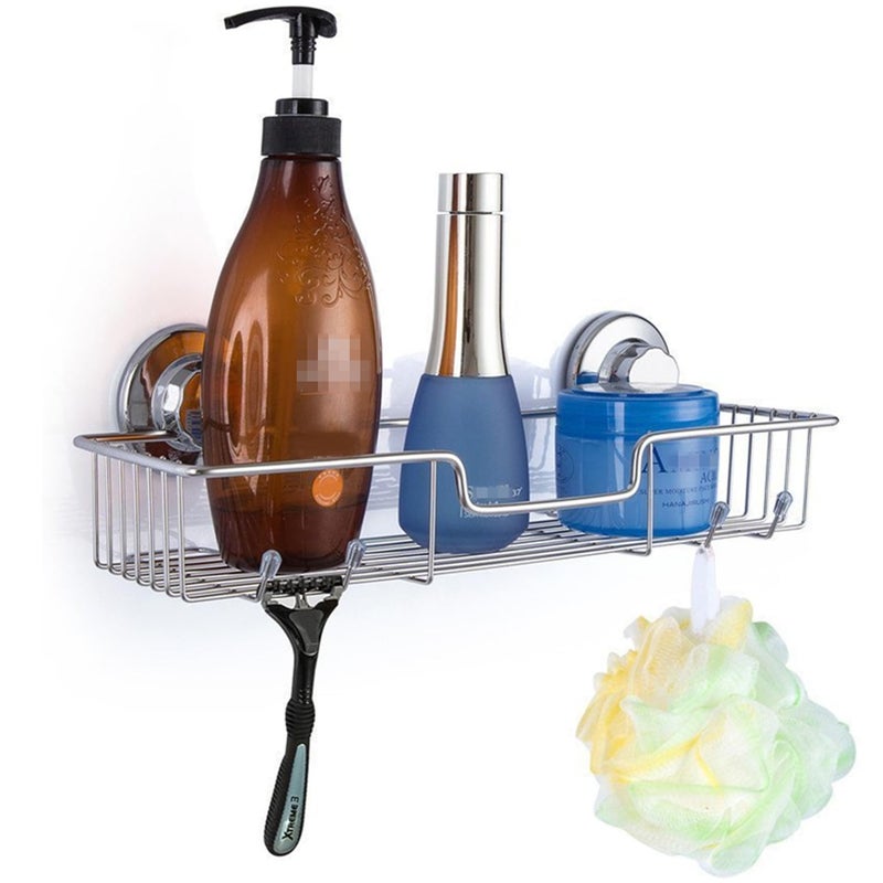 iPEGTOP L-4 Strong Suction Cup Shower Caddy Bath Shelf Storage, Combo Organizer Basket for Shampoo, Soap, Conditioner, Razor Bathroom Accessories - Rustproof Stainless Steel, Chrome - Image 3